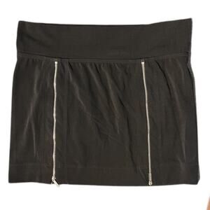 Michael Kors Silky Black Mini Skirt with Two Branded front zippers Size Large